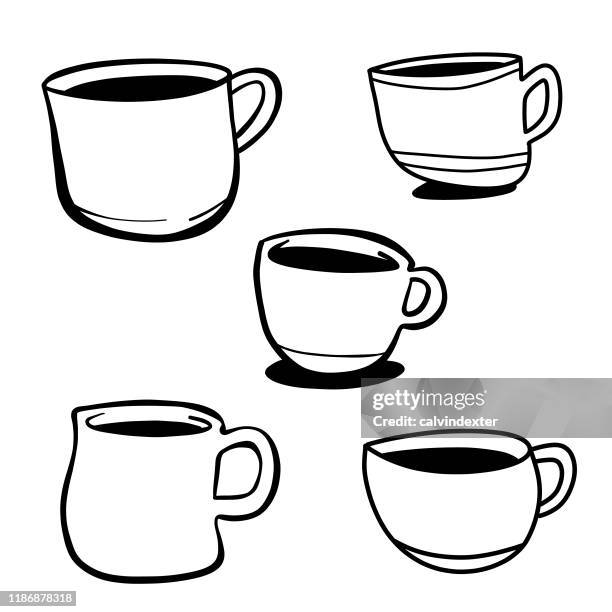 ilustrações, clipart, desenhos animados e ícones de xícaras de café e canecas - café au lait