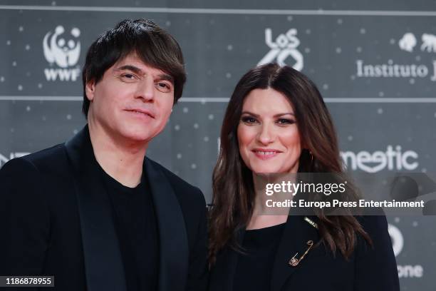 Paolo Carta and Laura Pausini attend 'Los40 music awards 2019' photocall at Wizink Center on November 08, 2019 in Madrid, Spain.