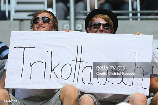 Fans of Germany pose with a banner during the FIFA Women's World Cup 2011 Quarter Final match between Sweden and Australia at the FIFA Women's World...