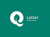 Letter Q with eco leaves logo icon design