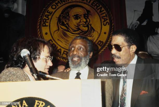 Comedians Robin Williams and Richard Pryor at a Friars Club roast at the Friars Club in New York City, 1991. Williams is the roastmaster and Pryor is...