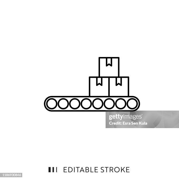 logistic delivery icon with editable stroke and pixel perfect. - boxes conveyor belt stock illustrations