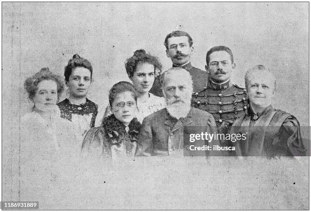 ancient photo: meynier family - family archival stock illustrations