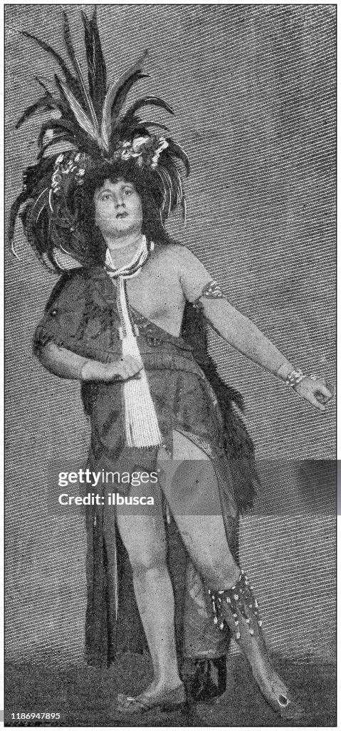 Antique photo: Robinson Crusoe theatre play characters: Ilma