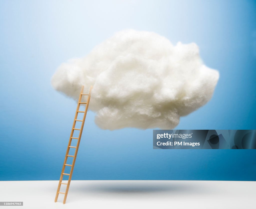 Ladder on white cloud