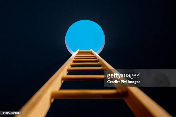 ladder though hole in ceiling - freedom stock pictures, royalty-free photos & images