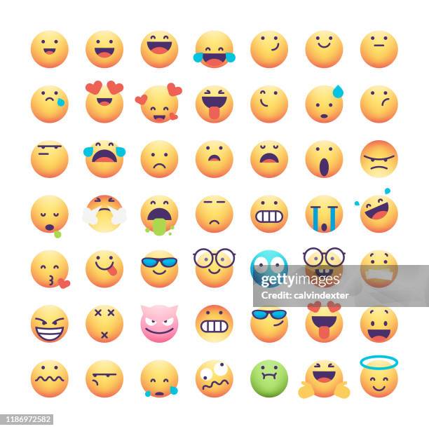 emoticons-sammlung - facial expression stock-grafiken, -clipart, -cartoons und -symbole