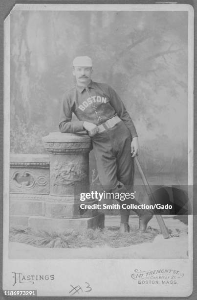 Monochrome a full-length shot of the baseball player Michael "King" Kelly of the Boston Braves , by photographer George H. Hastings, 1887. From the...