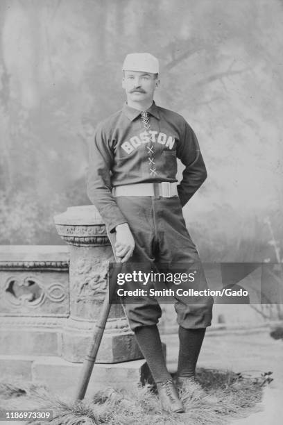 Monochrome a full-length shot of the baseball player Michael "King" Kelly of the Boston Braves , by photographer George H. Hastings, 1887. From the...