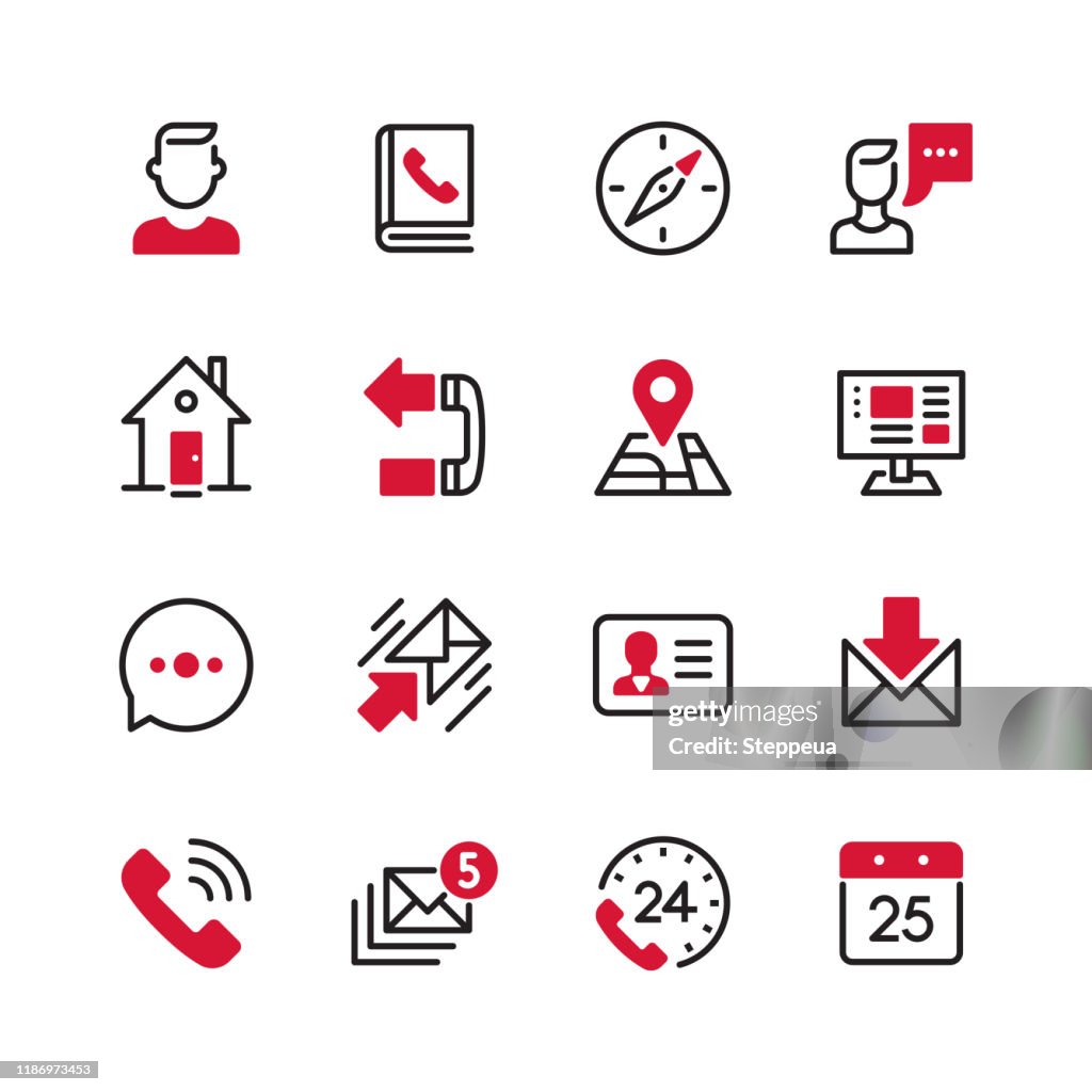 Contact Us Black Line Plus Color High-Res Vector Graphic - Getty Images