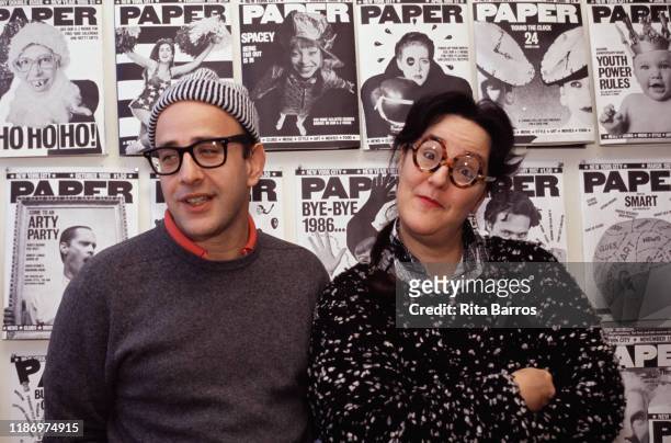 Portrait of American editors David Hershkovits and Kim Hastreiter, co-founders of Paper magazine, New York, New York, March 7, 1988.
