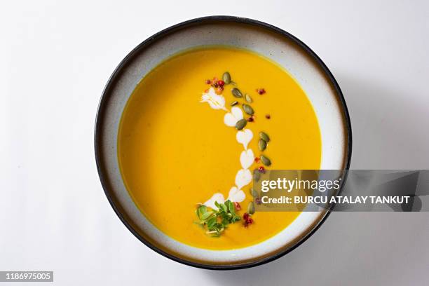 pumpkin soup - sopa images imagens e fotografias de stock