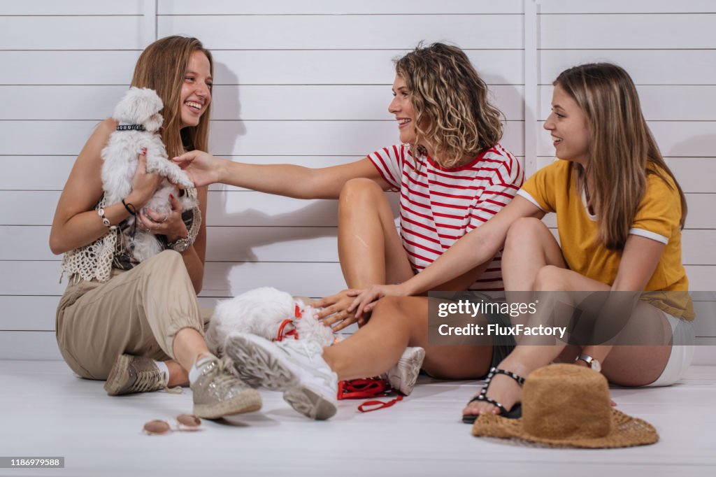 Three girls hanging out