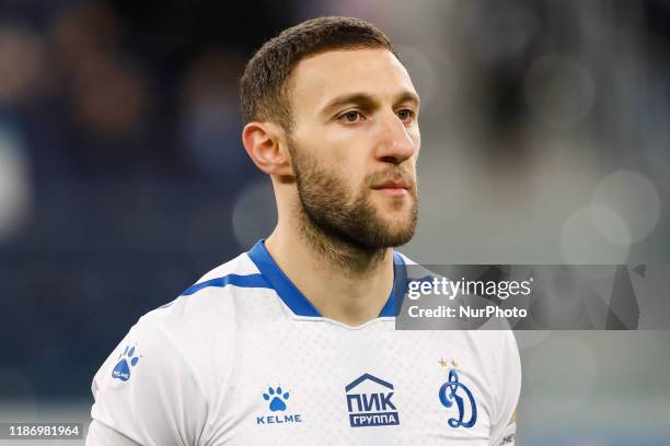 Ivan Ordets of FC Dynamo Moscow looks on during the Russian Premier League match between FC Zenit Saint Petersburg and FC Dynamo Moscow on December...