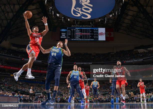 Frank Jackson of the New Orleans Pelicans shoots the ball against the Dallas Mavericks on December 07, 2019 at the American Airlines Center in...