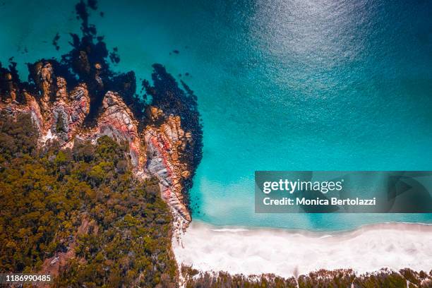 the bay of fires, aerial view - tasmania landscape stock pictures, royalty-free photos & images