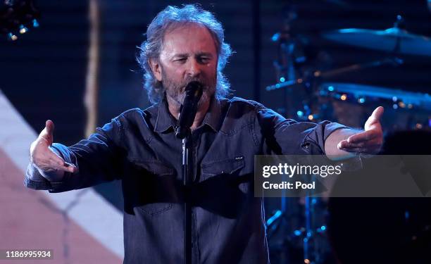 German singer Wolfgang Petry performs as Pete Wolf during the Ein Herz Fuer Kinder Gala show at Studio Berlin Adlershof on December 7, 2019 in...