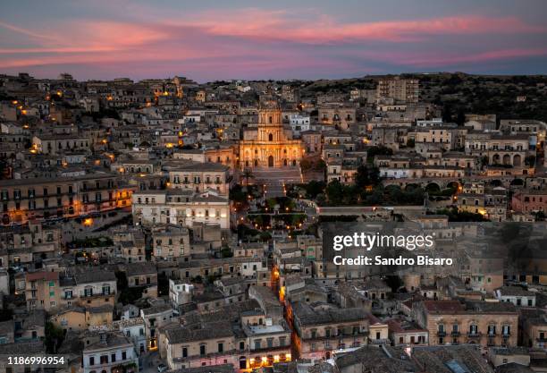 modica old town in sicily at sunset - modica sicily stock pictures, royalty-free photos & images