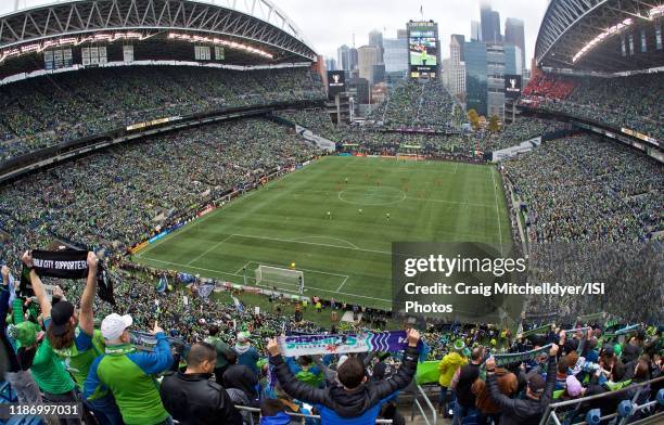 General view of fans cheering before the MLS Cup during a game between Toronto FC and Seattle Sounders FC at CenturyLink Field on November 10, 2019...