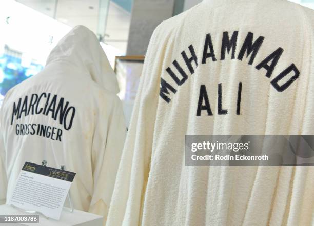 Rocky Marciano jacket and Muhammad Ali robe at Julien's Auctions Hosts Sports & Southern Gentleman Collection Preview at Julien's Auctions Gallery on...