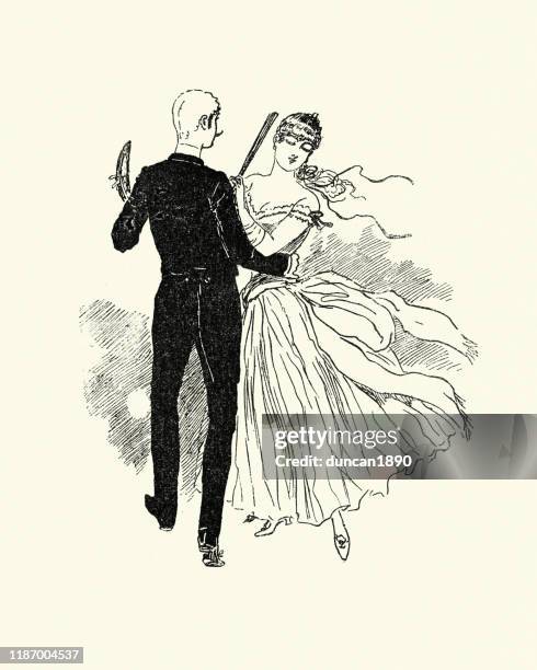 illustrations, cliparts, dessins animés et icônes de danse victorienne de jeune couple, années 80, 19ème siècle - archive danse