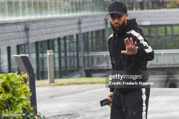 Nabil Fekir of France arrives ahead of a training session on November 11, 2019 in Clairefontaine, France. France will play against Moldova in their...