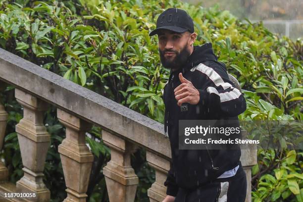 Nabil Fekir of France arrives ahead of a training session on November 11, 2019 in Clairefontaine, France. France will play against Moldova in their...