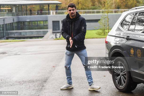 Kurt Zouma of France arrives at the National Football Centre as part of the preparation to UEFA Euro 2020 on November 11, 2019 in Clairefontaine,...