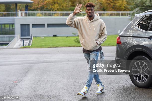 Kingsley Coman of France arrives at the National Football Centre as part of the preparation to UEFA Euro 2020 on November 11, 2019 in Clairefontaine,...