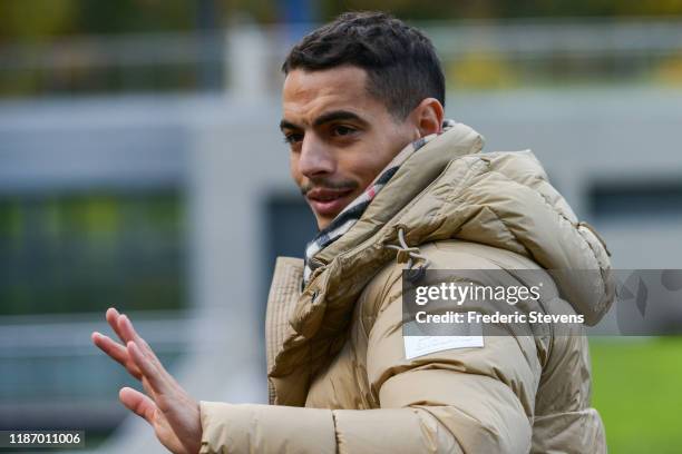 Wissam Ben Yedder of France arrives ahead of a training session on November 11, 2019 in Clairefontaine, France. France will play against Moldova in...