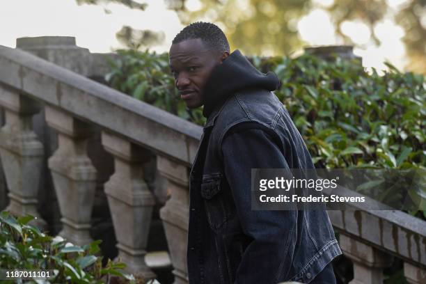 Steve Mandanda of France arrives ahead of a training session on November 11, 2019 in Clairefontaine, France. France will play against Moldova in...