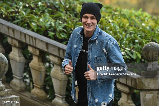 Benjamin Pavard of France arrives ahead of a training session on November 11, 2019 in Clairefontaine, France. France will play against Moldova in...