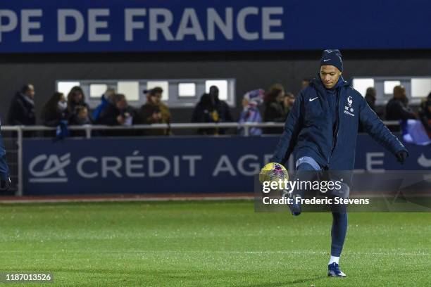 France Player Kylian Mbappe during a training session at the French National Football Centre as part of the preparation, France will play against...