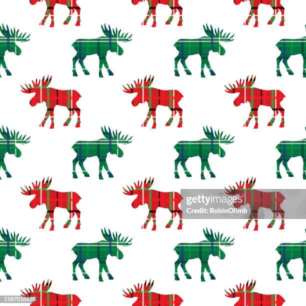 plaid moose seamless pattern - argyle stock illustrations