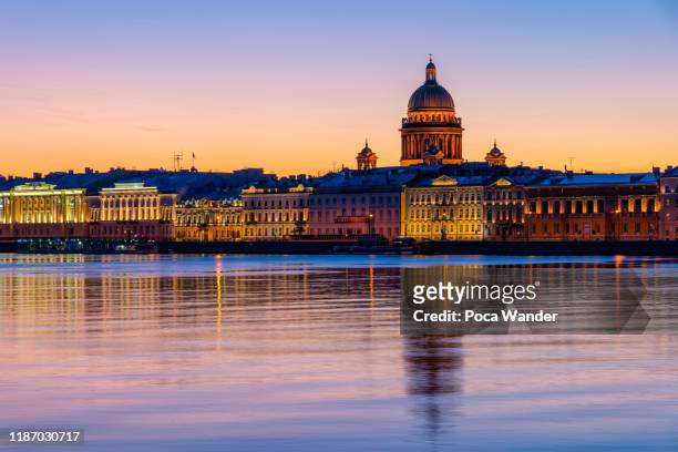 st. isaac's cathedral and neva river at st. petersburg - neva river ストックフォトと画像