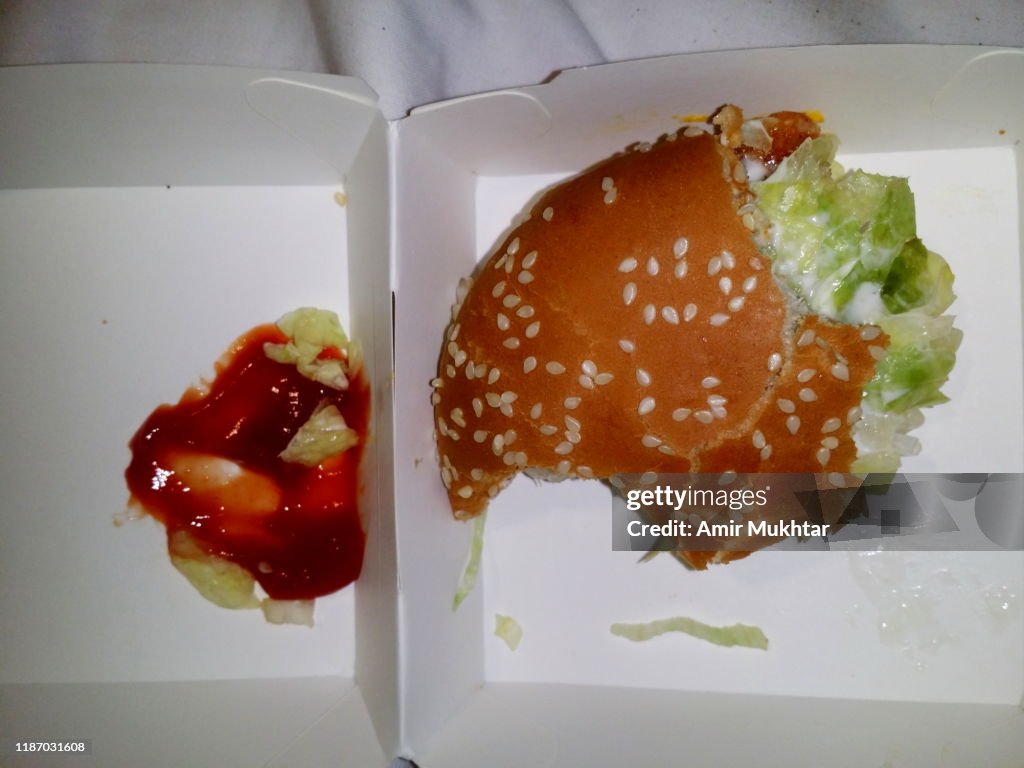 Bites taken out of a burger