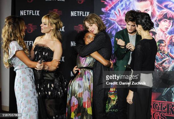 Millie Bobby Brown, Cara Buono, Priah Ferguson, Maya Hawke, Joe Keery and Carmen Cuba attend the New York Screening of "Stranger Things" Season 3 at...
