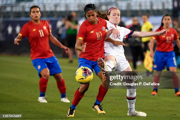 Rose Lavelle of the U.S. Woman's national soccer team and Shirley Cruz of the Costa Rica woman's national soccer team fight for the ball during the...