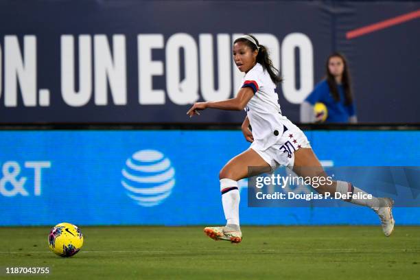 Margaret Purce of the U.S. Woman's national soccer team attacks the ball during the second half against the Costa Rica women's national soccer team...