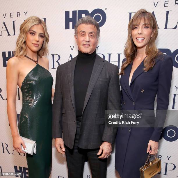 Sistine Stallone, Sylvester Stallone, and Jennifer Flavin attend the Premiere of HBO Documentary Film "Very Ralph" at The Paley Center for Media on...