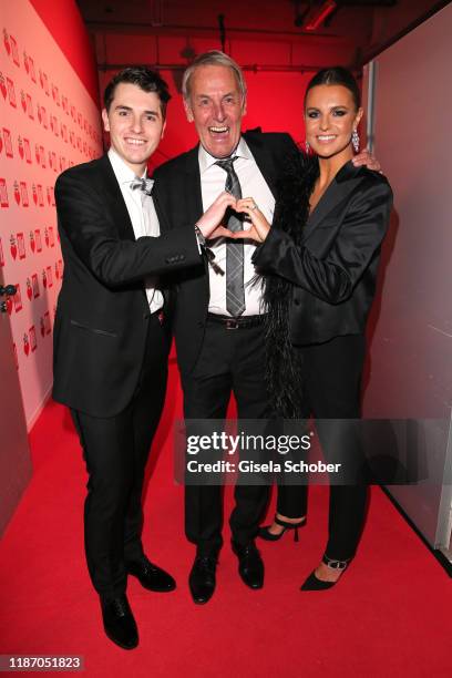 Joerg Wontorra and his daughter Laura Wontorra and his son Marcel Wontorra during the Ein Herz Fuer Kinder Gala at Studio Berlin Adlershof on...