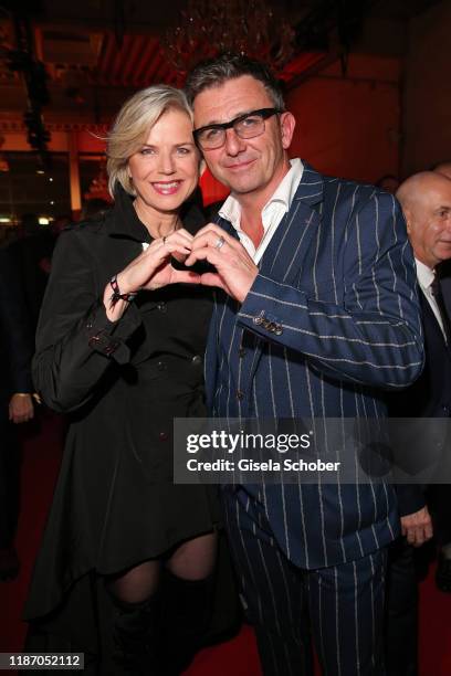 Hans Sigl and his wife Susanne Sigl during the Ein Herz Fuer Kinder Gala at Studio Berlin Adlershof on December 7, 2019 in Berlin, Germany.