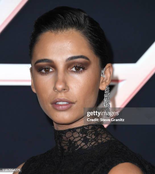 Naomi Scott arrives at the Premiere Of Columbia Pictures' "Charlie's Angels" at Westwood Regency Theater on November 11, 2019 in Los Angeles,...