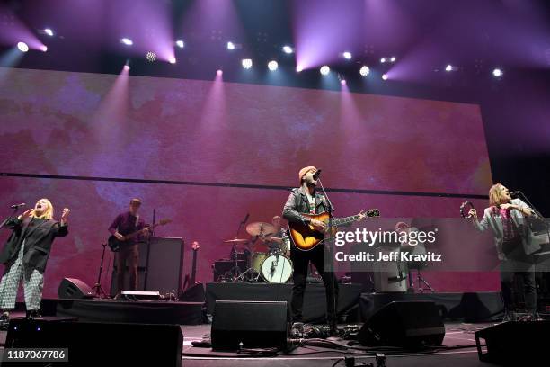 Charity Rose Thielen, Jonathan Russell and Josiah Johnson of The Head and the Heart performs onstage during KROQ Absolut Almost Acoustic Christmas...