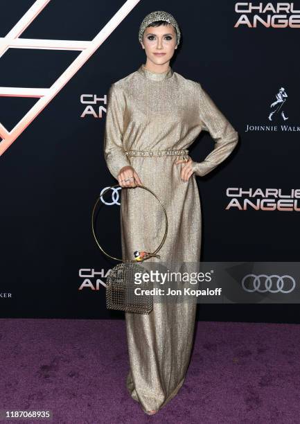 Alyson Stoner attends the premiere of Columbia Pictures' "Charlie's Angels" at Westwood Regency Theater on November 11, 2019 in Los Angeles,...