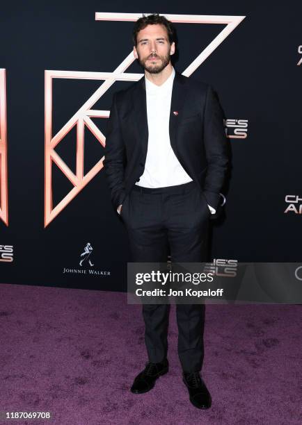 Sam Claflin attends the premiere of Columbia Pictures' "Charlie's Angels" at Westwood Regency Theater on November 11, 2019 in Los Angeles, California.