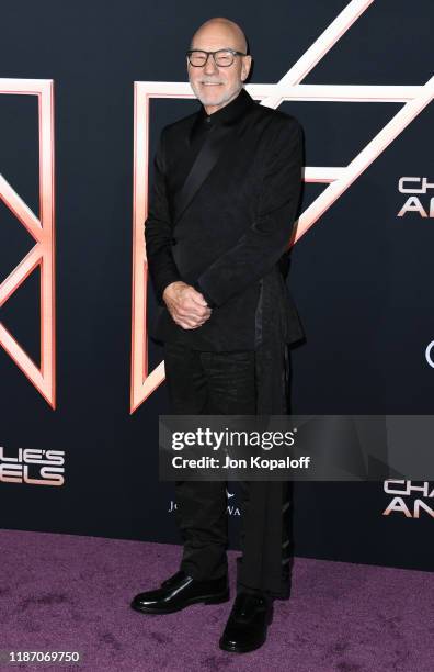 Patrick Stewart attends the premiere of Columbia Pictures' "Charlie's Angels" at Westwood Regency Theater on November 11, 2019 in Los Angeles,...