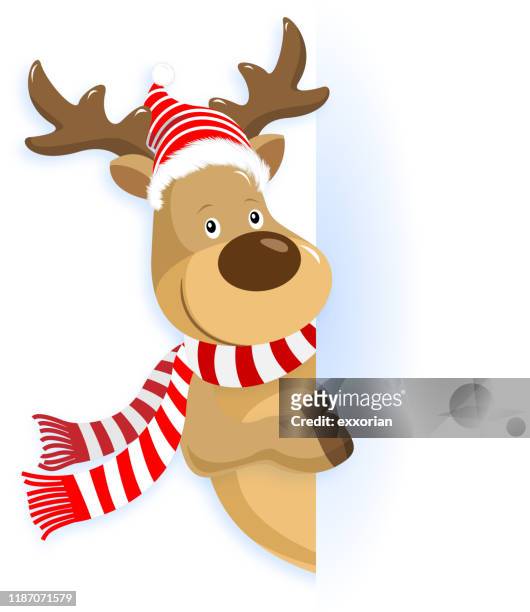 weihnachten reindeer zeigen - reindeer stock-grafiken, -clipart, -cartoons und -symbole