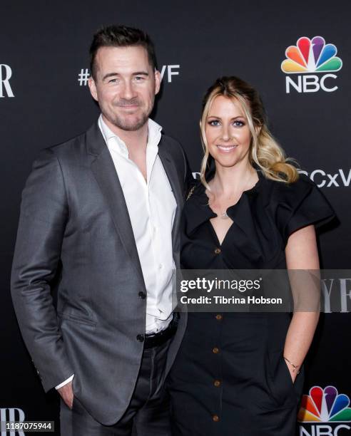 Barry Sloane and Katy O'Grady attend NBC and Vanity Fair's celebration of the season at The Henry on November 11, 2019 in Los Angeles, California.
