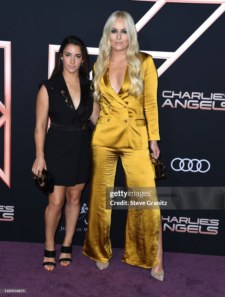 Aly Raisman and Lindsey Vonn arrives at the Premiere Of Columbia